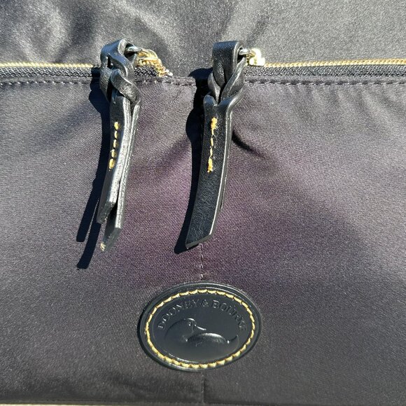 Dooney & Bourke Black Nylon Satchel with Leather Handles And Accents - Picture 4 of 7